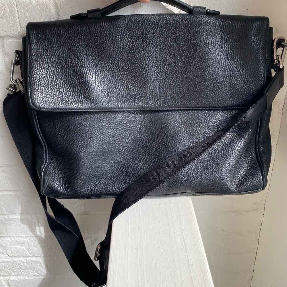 Hugo Boss Black Leather Messenger Bag